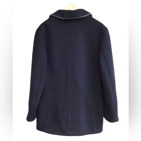 What Goes Around Comes Around Black Wool Alpaca Blend Leather Trim Coat - Picture 6 of 10